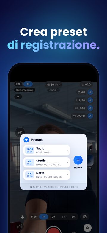 Crea preset di registrazione